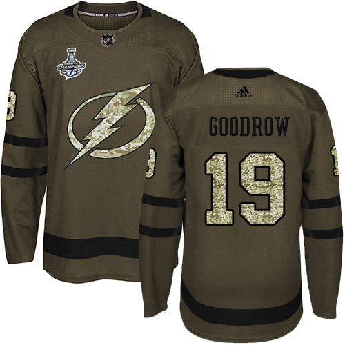 Adidas Tampa Bay Lightning #19 Barclay Goodrow Green Salute to Service Youth 2020 Stanley Cup Champions Stitched NHL Jersey->youth nhl jersey->Youth Jersey
